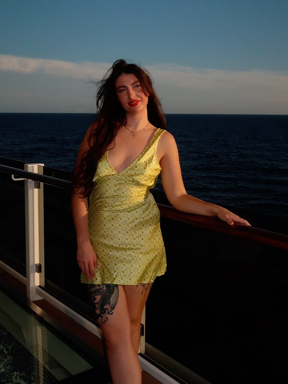Frankie's Bikinis Yellow Mini Slip Dress with Floral Print